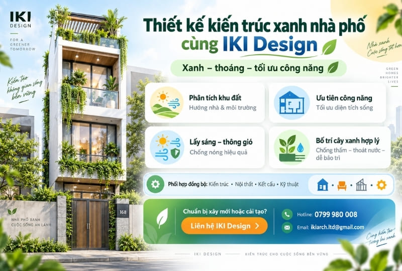 Thiết kế kiến trúc xanh nhà phố cùng IKI Design