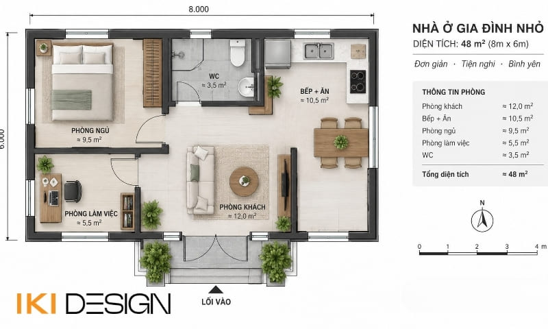 Mặt bằng bố trí nhà phố diện tích nhỏ 40-50m