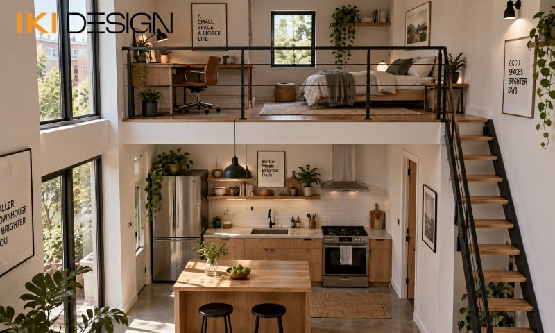 Gác lửng nhà phố diện tích nhỏ tận dụng chiều cao tầng trệt