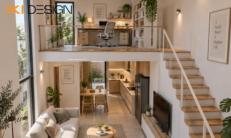 Gác lửng phòng làm việc nhà phố diện tích nhỏ