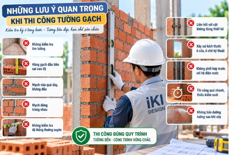 Những lưu ý quan trọng trong quy trình thi công xây tường gạch Những lưu ý quan trọng trong quy trình thi công xây tường gạch