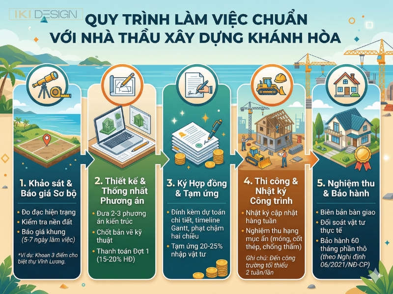 Quy trình làm việc chuẩn với nhà thầu xây dựng Khánh Hòa Quy trình làm việc chuẩn với nhà thầu xây dựng Khánh Hòa