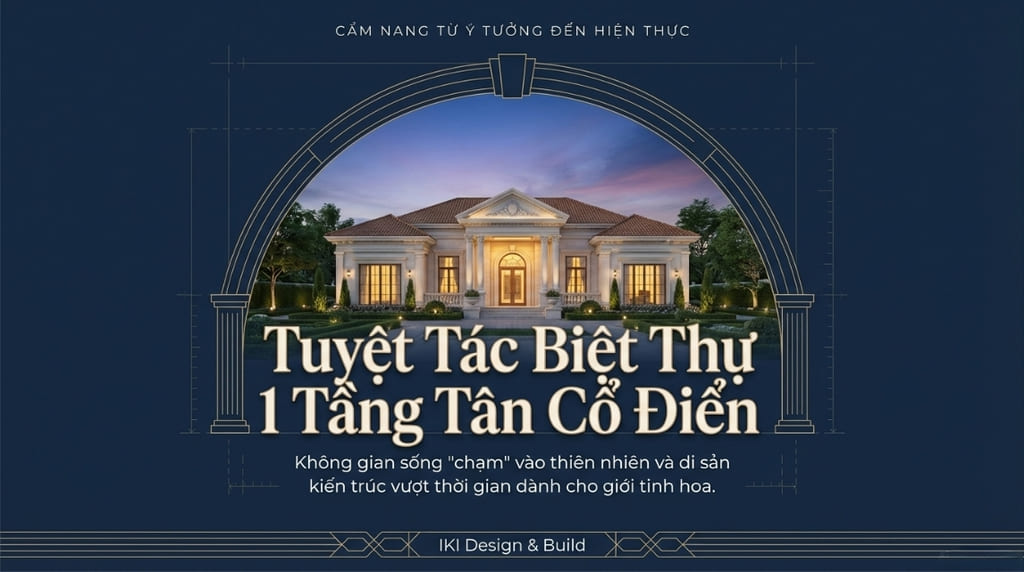 Mẫu biệt thự 1 tầng tân cổ điển hiện đại, đẳng cấp