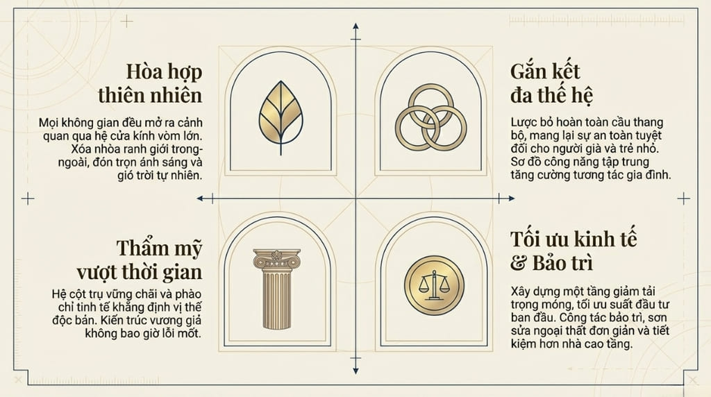 Ưu điểm nổi bật của biệt thự 1 tầng tân cổ điển
