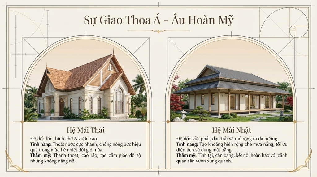 Tân cổ điển kết hợp mái Thái truyền thống