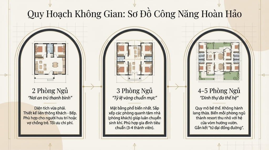Bố trí công năng khoa học cho biệt thự 1 tầng tân cổ điển