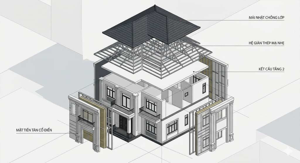Mẫu biệt thự 2 tầng tân cổ điển mái Nhật Mẫu biệt thự 2 tầng tân cổ điển mái Nhật