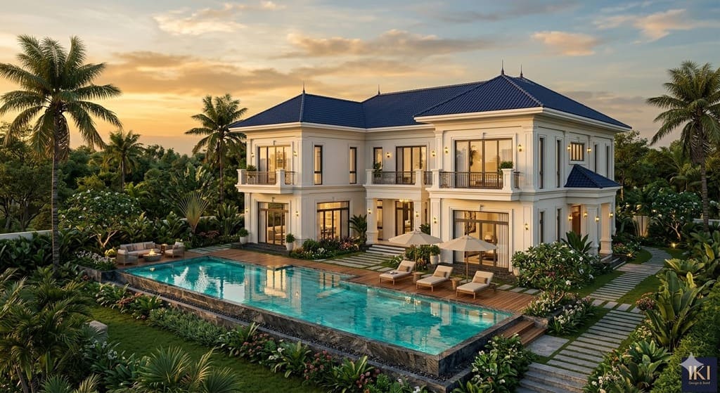 Biệt thự 2 tầng tân cổ điển sân vườn & có hồ bơi