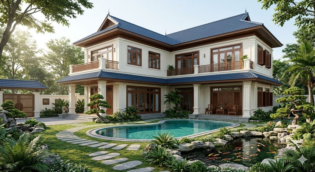 Biệt thự 2 tầng tân cổ điển sân vườn & có hồ bơi