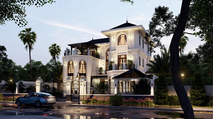Mẫu biệt thự indochine 2 tầng