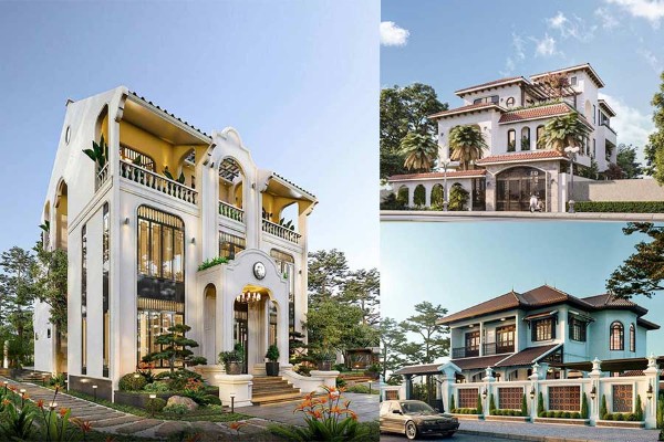 Mẫu thiết kế biệt thự Indochine 2 tầng, 3 tầng