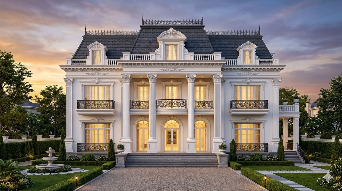 Biệt thự tân cổ điển 3 tầng kiểu Pháp mái Mansard