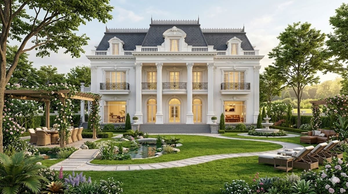 Biệt thự tân cổ điển 3 tầng kiểu Pháp mái Mansard