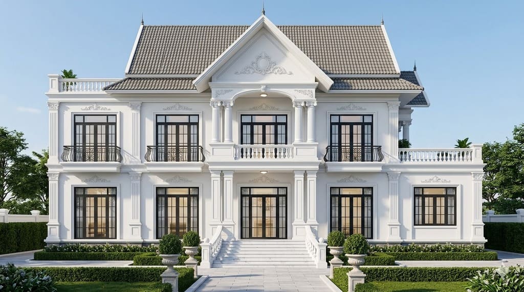 Biệt thự tân cổ điển 3 tầng kiểu Pháp mái Thái