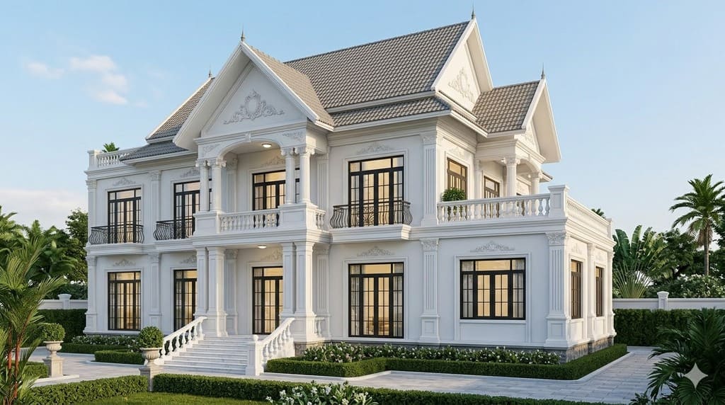 Biệt thự tân cổ điển 3 tầng kiểu Pháp mái Thái