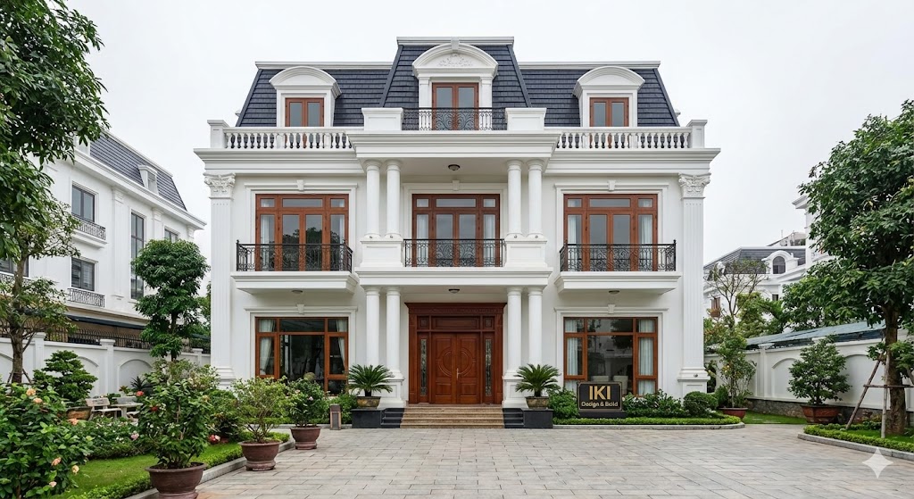 Mẫu biệt thự 3 tầng tân cổ điển kiểu Pháp 6 phòng ngủ: Không gian hoàn mỹ cho gia đình đa thế hệ