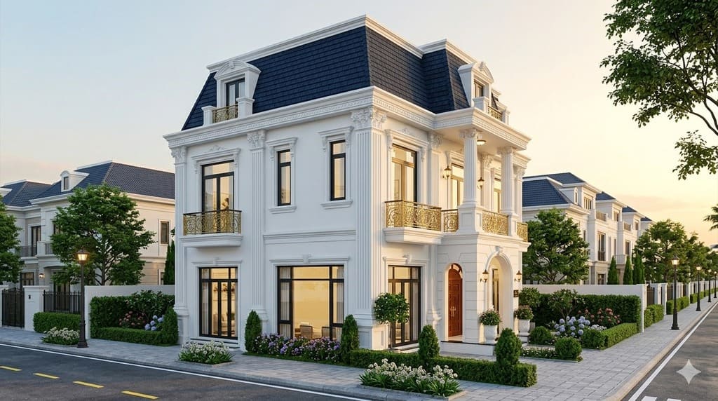 Biệt thự mini 3 tầng kiểu Pháp