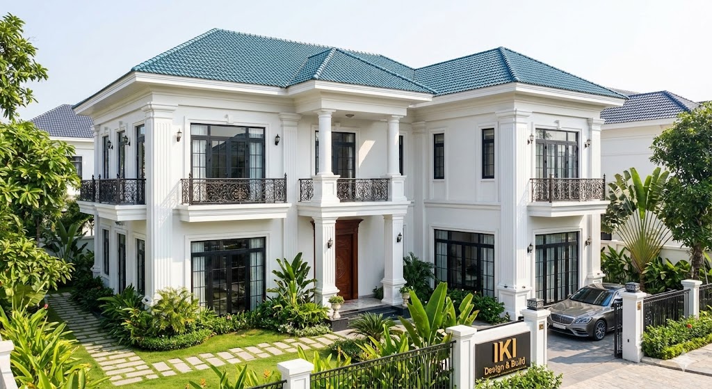 Biệt thự tân cổ điển chữ L 3 tầng kiểu Pháp