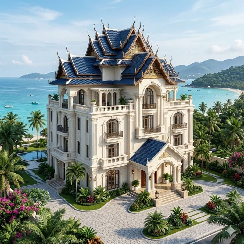 Biệt thự tân cổ điển mái Thái nhiều tầng Biệt thự tân cổ điển mái Thái nhiều tầng