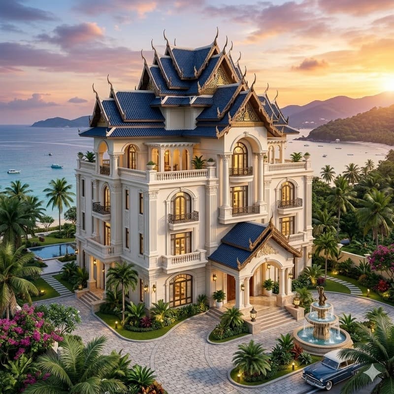 Biệt thự tân cổ điển mái Thái nhiều tầng Biệt thự tân cổ điển mái Thái nhiều tầng