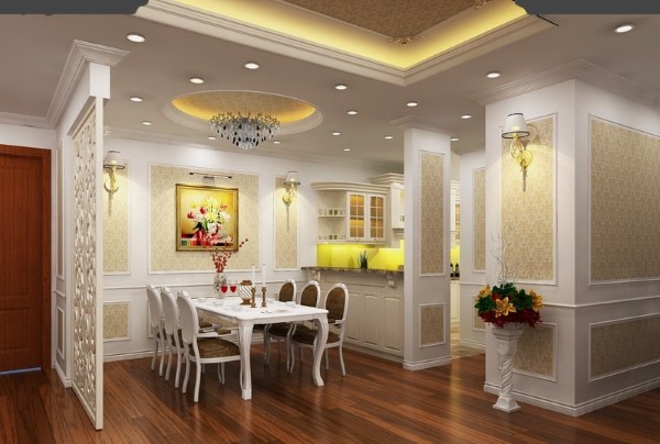 Mẫu thiết kế phòng bếp – phòng ăn biệt thự mái Thái