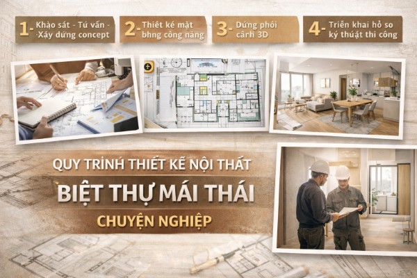 Quy trình thiết kế nội thất biệt thự mái Thái chuyên nghiệp