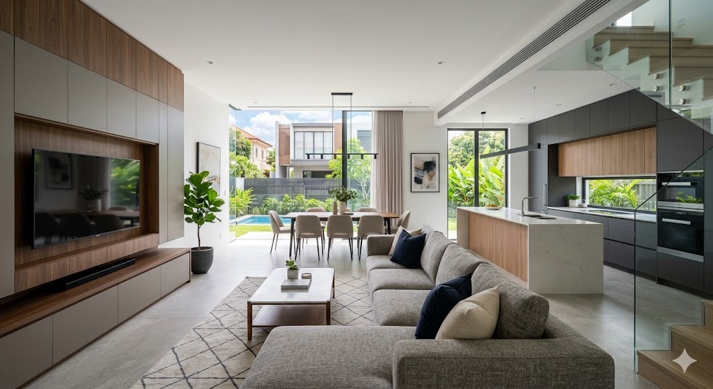 Mẫu nội thất biệt thự song lập phong cách Hiện đại (Modern)