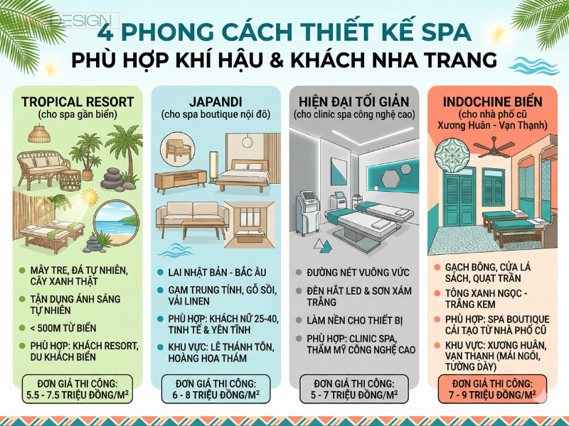 Bạn cùng tìm hiểu 4 phong cách thiết kế spa tối ưu khí hậu và hút khách tại Nha Trang Bạn cùng tìm hiểu 4 phong cách thiết kế spa tối ưu khí hậu và hút khách tại Nha Trang