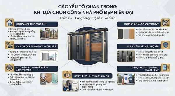 Các yếu tố quan trọng khi lựa chọn cổng nhà phố đẹp hiện đại