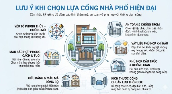 Lưu ý khi chọn lựa cổng nhà phố hiện đại