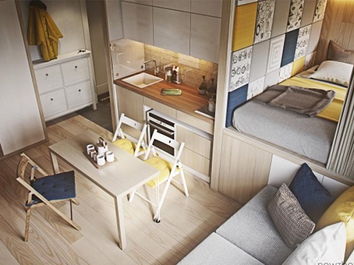 Các mẫu thiết kế căn hộ 45m2 2 phòng ngủ ngày càng đa dạng và phong phú