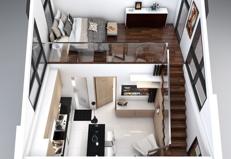 Thiết kế gác lửng cho căn hộ studio 30m2