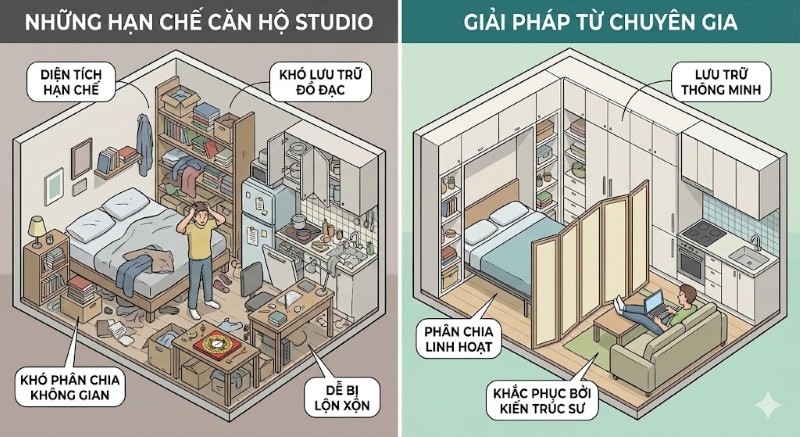 Những hạn chế thường gặp của căn hộ studio 30m2