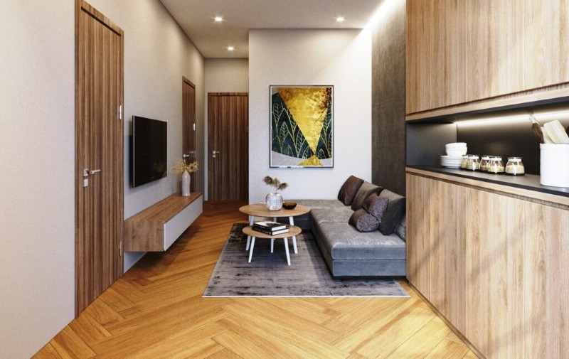 Mẫu thiết kế căn hộ studio 30m2 phong cách hiện đại