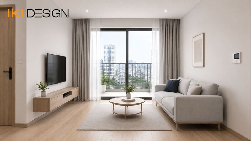 Chung cư 50m2 2 phòng ngủ phong cách tối giản