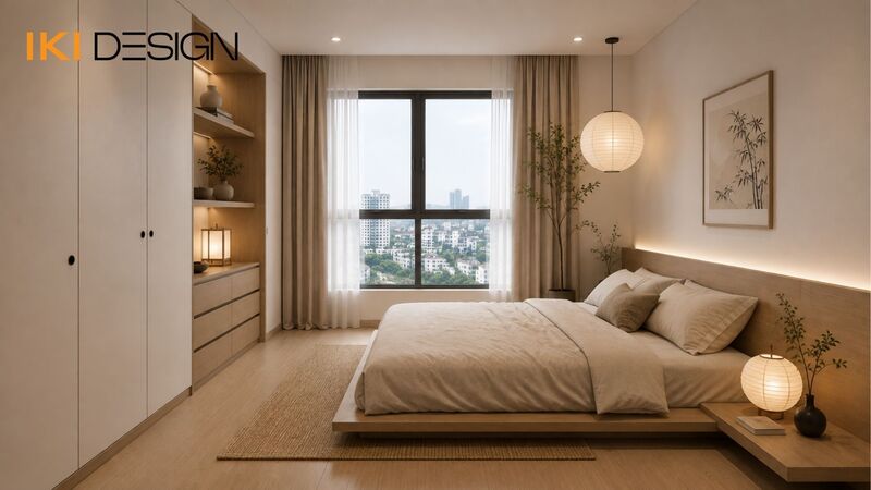 Chung cư 50m2 2 phòng ngủ phong cách Japandi