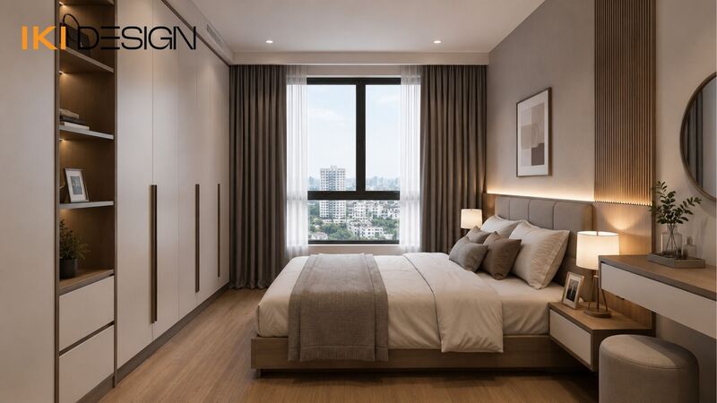 Mẫu phòng ngủ master chung cư 50m2 2 phòng ngủ