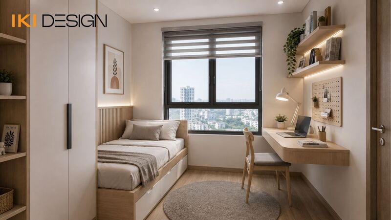 Mẫu phòng ngủ nhỏ chung cư 50m2 2 phòng ngủ