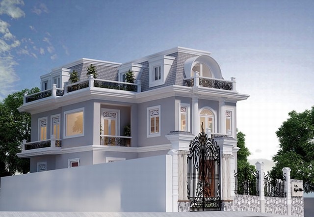 Nhà phố 2 mặt tiền phong cách cổ điển châu Âu