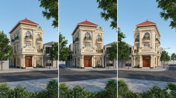 Mẫu nhà ống tân cổ điển 3 tầng mái Thái