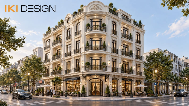 Mẫu nhà phố tân cổ điển 5 tầng góc 2 mặt tiền