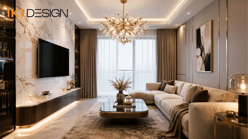 Nội thất chung cư 1 phòng ngủ phong cách Luxury