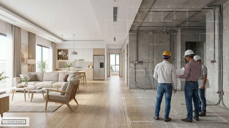 Quy trình thiết kế và thi công nội thất chung cư 1 phòng ngủ tại IKI