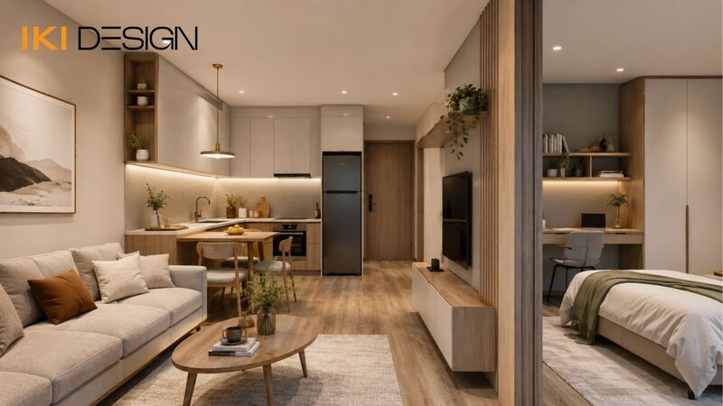 Nội thất chung cư 1 phòng ngủ 45m2 - 50m2