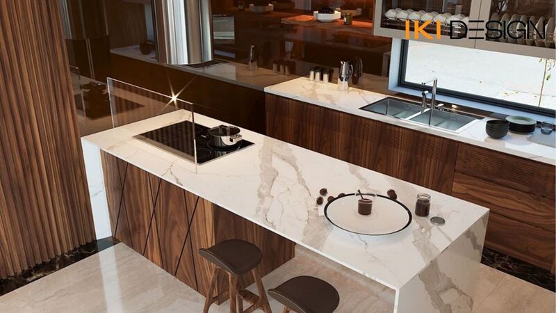 Đảo bếp phân tách không gian căn hộ 60m² Đảo bếp phân tách không gian căn hộ 60m²