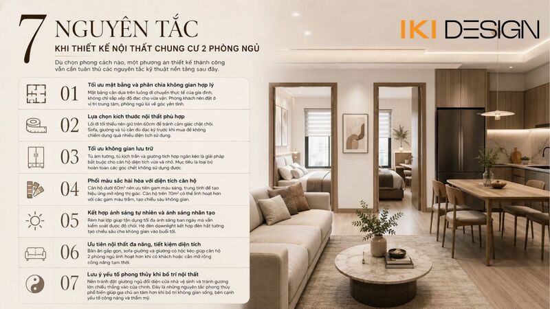 7 nguyên tắc khi thiết kế nội thất chung cư 2 phòng ngủ 7 nguyên tắc khi thiết kế nội thất chung cư 2 phòng ngủ