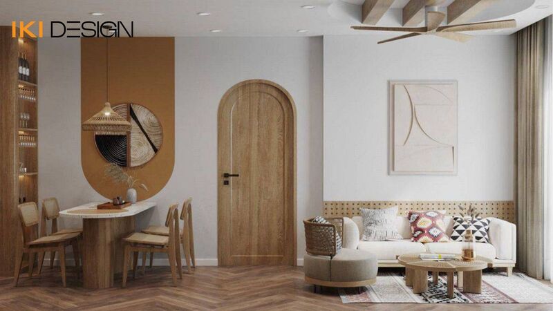 Phòng khách chung cư 2 phòng ngủ phong cách Wabi Sabi Phòng khách chung cư 2 phòng ngủ phong cách Wabi Sabi