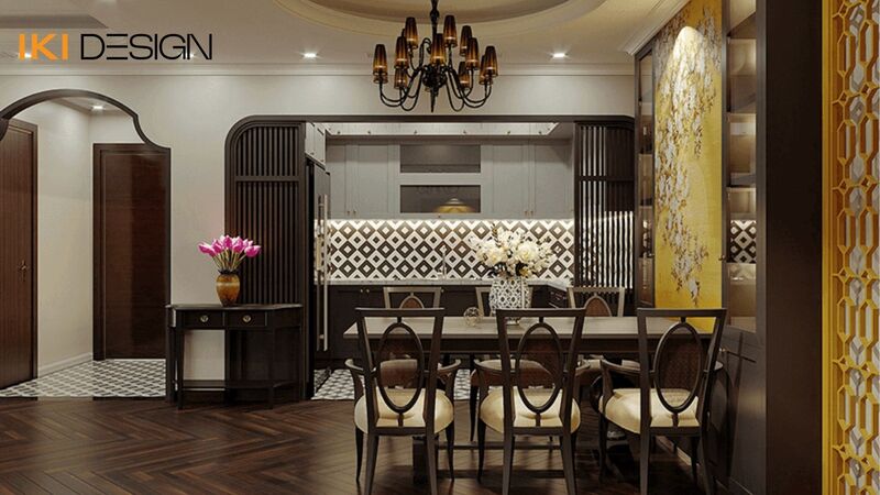Nội thất chung cư 2 phòng ngủ phong cách Indochine