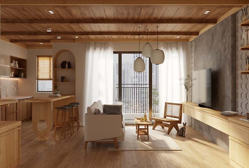 Căn hộ 55m2 phong cách Japandi