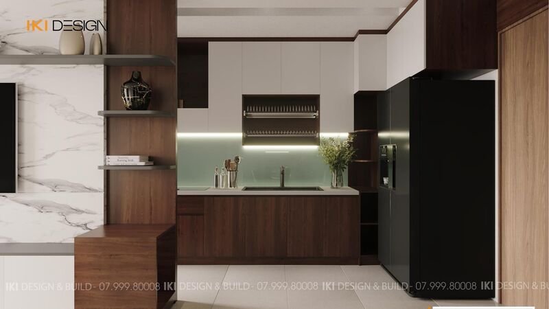 Tủ bếp và tủ áo thiết kế kịch trần trong căn hộ 60m2